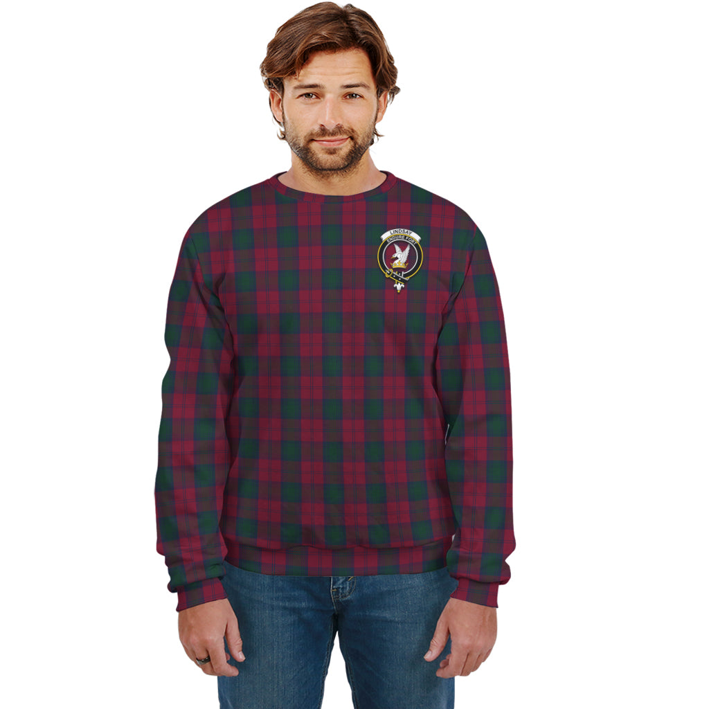 Lindsay Tartan Sweatshirt with Family Crest Unisex - Tartan Vibes Clothing