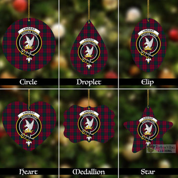 Lindsay Tartan Christmas Aluminium Ornament with Family Crest