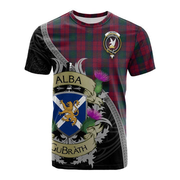 Tartan Vibes Clothing Lindsay Tartan Family Crest Cotton T-shirt Lion Rampant Royal Thistle Shield Celtic Inspired