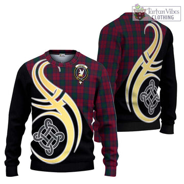 Lindsay Tartan Knitted Sweater with Family Crest and Celtic Symbol Style Unisex - Tartan Vibes Clothing