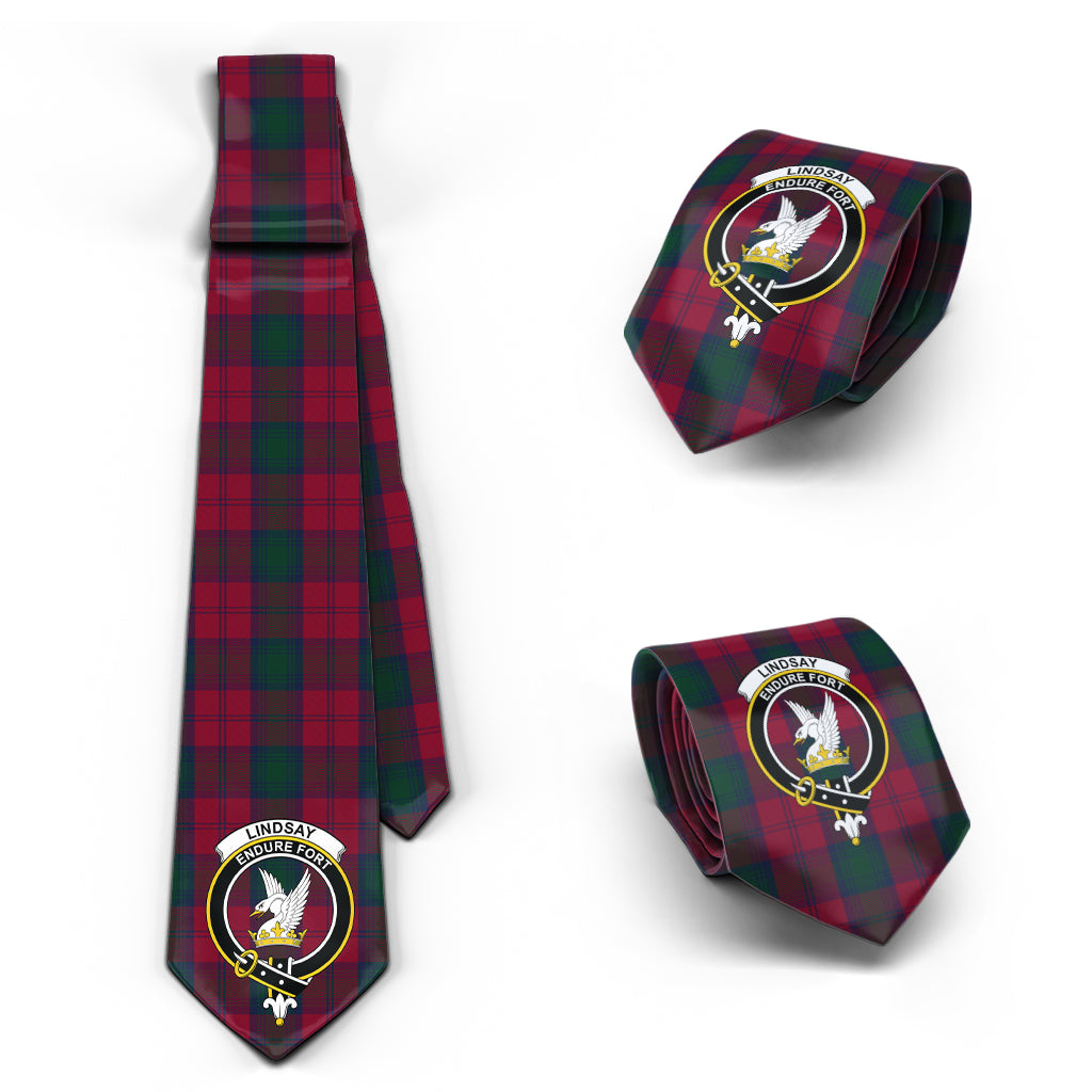 Lindsay Tartan Classic Necktie with Family Crest Necktie One Size - Tartan Vibes Clothing