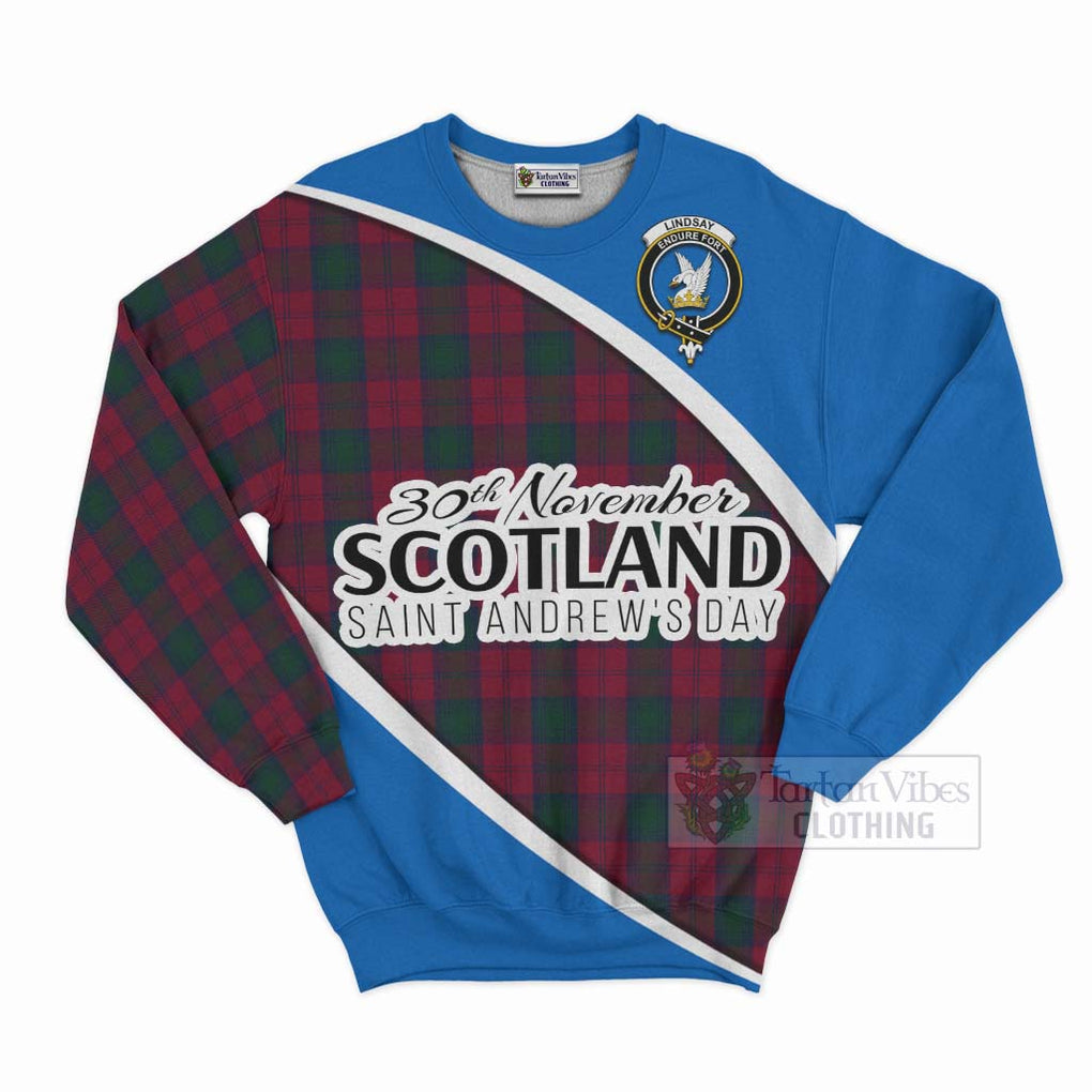 Tartan Vibes Clothing Lindsay Family Crest Tartan Sweatshirt Celebrate Saint Andrew's Day in Style