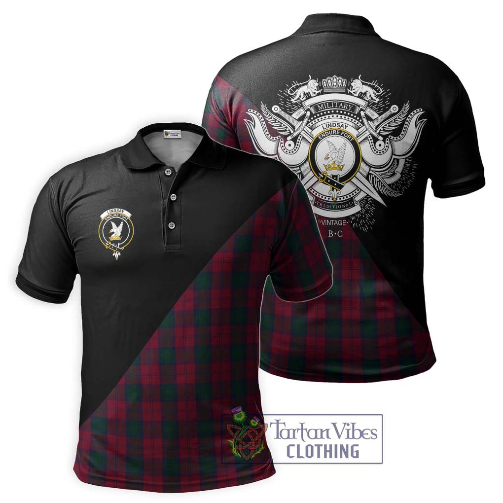 Lindsay Tartan Polo Shirt with Family Crest and Military Logo Style Kid - Tartanvibesclothing Shop