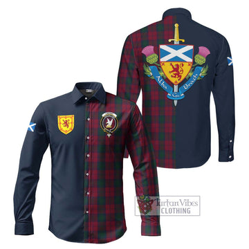 Lindsay Tartan Long Sleeve Button Shirt Alba with Scottish Lion Royal Arm Half Style