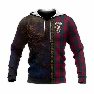 Lindsay Tartan Family Crest Knitted Hoodie Alba Gu Brath Be Brave Lion Ancient Style