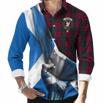 Lindsay Tartan Long Sleeve Button Shirt with Family Crest Scotland Patriotic Style