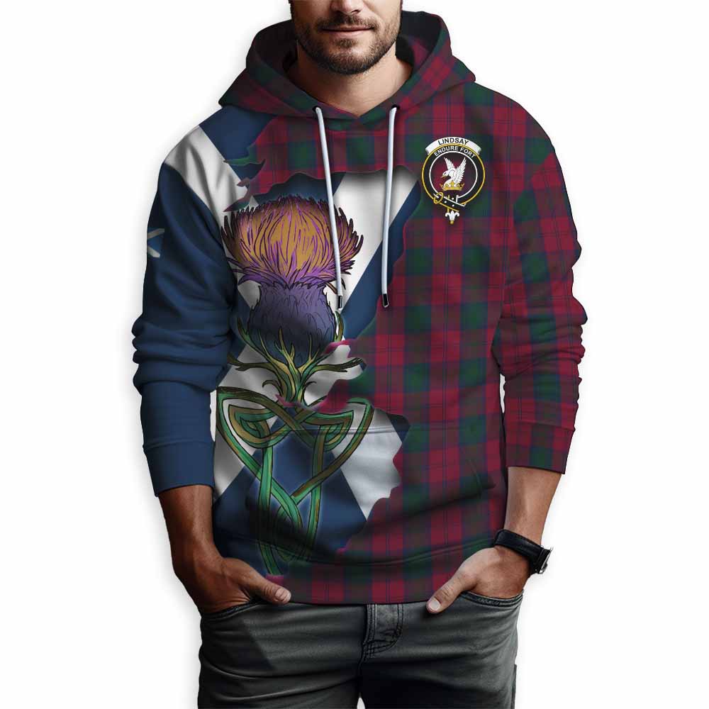 Tartan Vibes Clothing Lindsay Tartan Family Crest Hoodie Scottish Thistle Celtic Inspired