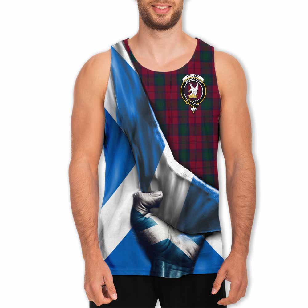 Tartan Vibes Clothing Lindsay Tartan Men's Tank Top with Family Crest Scotland Patriotic Style