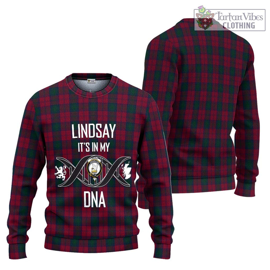 Lindsay Tartan Knitted Sweater with Family Crest DNA In Me Style Unisex - Tartanvibesclothing Shop