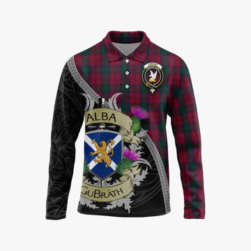 Tartan Vibes Clothing Lindsay Tartan Family Crest Long Sleeve Polo Shirt Lion Rampant Royal Thistle Shield Celtic Inspired