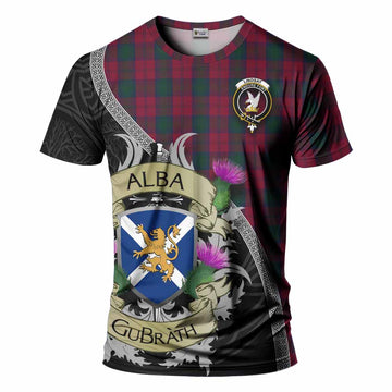 Tartan Vibes Clothing Lindsay Tartan Family Crest T-Shirt Lion Rampant Royal Thistle Shield Celtic Inspired