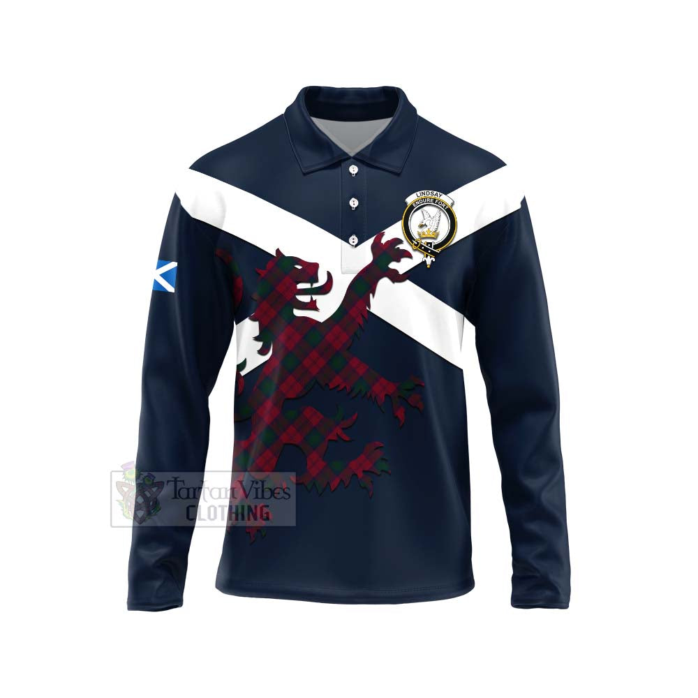 Tartan Vibes Clothing Lindsay Tartan Lion Rampant Long Sleeve Polo Shirt – Proudly Display Your Heritage with Alba Gu Brath and Clan Name