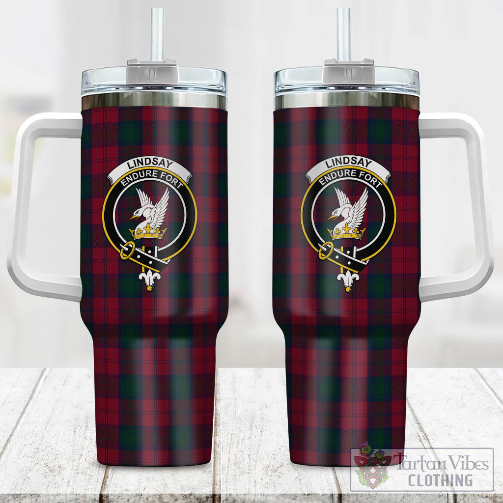Tartan Vibes Clothing Lindsay Tartan and Family Crest Tumbler with Handle