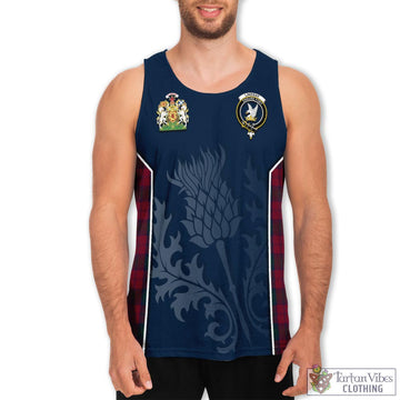 Lindsay Tartan Men's Tanks Top with Family Crest and Scottish Thistle Vibes Sport Style