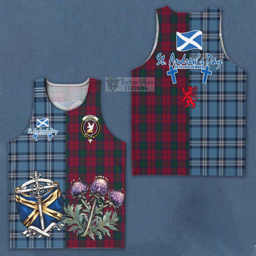 Tartan Vibes Clothing Lindsay Tartan Men's Tank Top Happy St. Andrew's Day Half Tartan Style