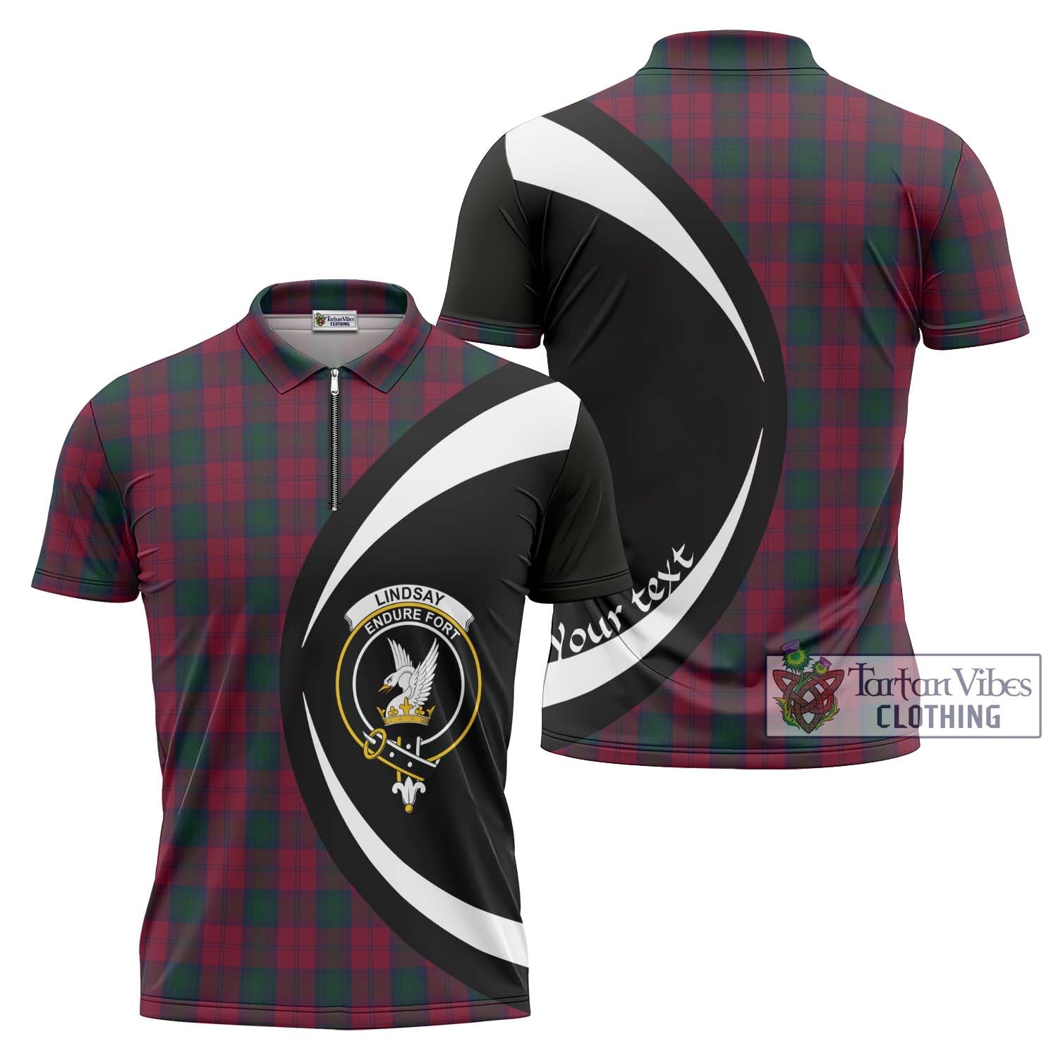 Tartan Vibes Clothing Lindsay Tartan Zipper Polo Shirt with Family Crest Circle Style