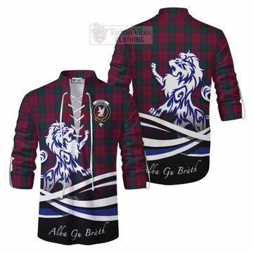 Tartan Vibes Clothing Lindsay Tartan Ghillie Kilt Shirt with Alba Gu Brath Regal Lion Emblem