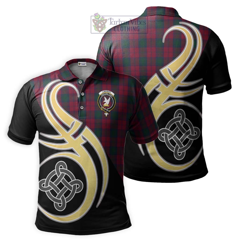 Lindsay Tartan Polo Shirt with Family Crest and Celtic Symbol Style Kid - Tartan Vibes Clothing