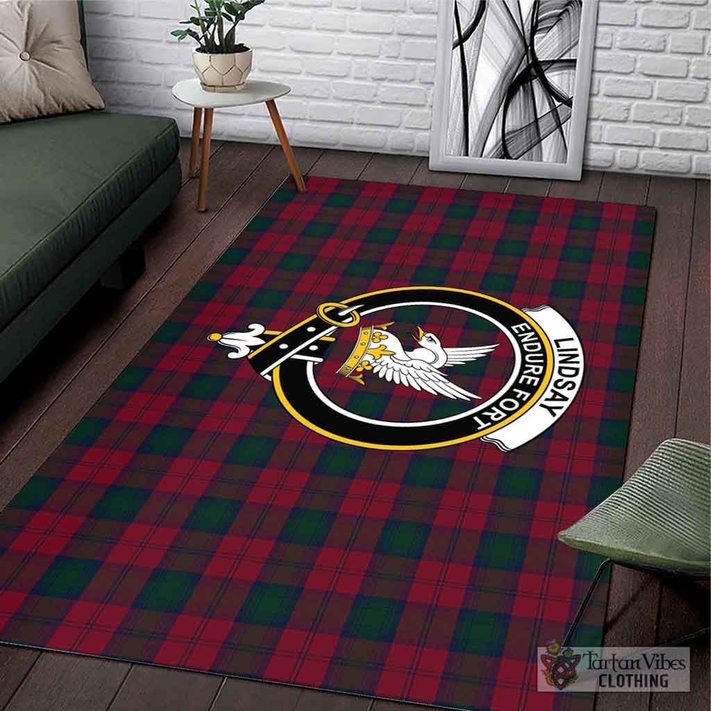 Tartan Vibes Clothing Lindsay Tartan Area Rug with Family Crest