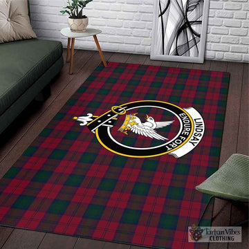 Lindsay Tartan Area Rug with Family Crest