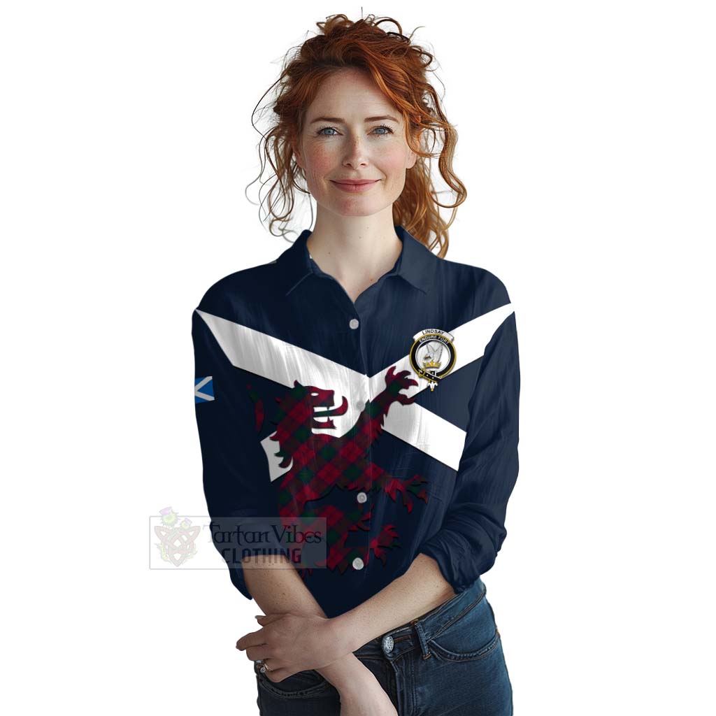 Tartan Vibes Clothing Lindsay Tartan Lion Rampant Women's Casual Shirt Proudly Display Your Heritage with Alba Gu Brath and Clan Name