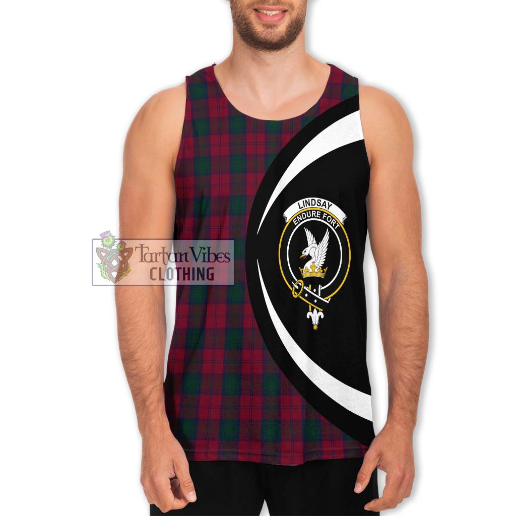 Lindsay Tartan Men's Tank Top with Family Crest Circle Style Men - Tartan Vibes Clothing