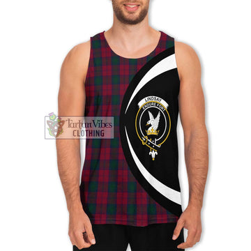 Lindsay Tartan Men's Tank Top with Family Crest Circle Style Men - Tartan Vibes Clothing