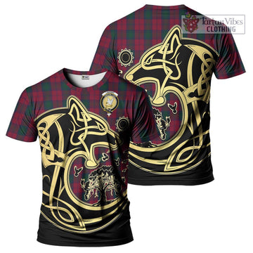 Lindsay Tartan T-Shirt with Family Crest Celtic Wolf Style Kid's Shirt - Tartan Vibes Clothing