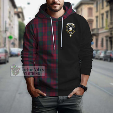 Lindsay Tartan Hoodie with Family Crest and Half Of Me Style Zip Hoodie - Tartanvibesclothing Shop