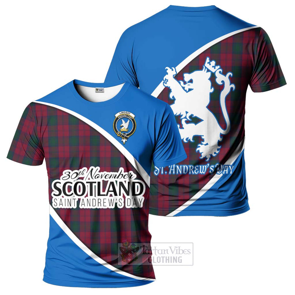 Tartan Vibes Clothing Lindsay Family Crest Tartan T-Shirt Celebrate Saint Andrew's Day in Style