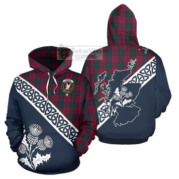 Tartan Vibes Clothing Lindsay Tartan Hoodie Featuring Thistle and Scotland Map