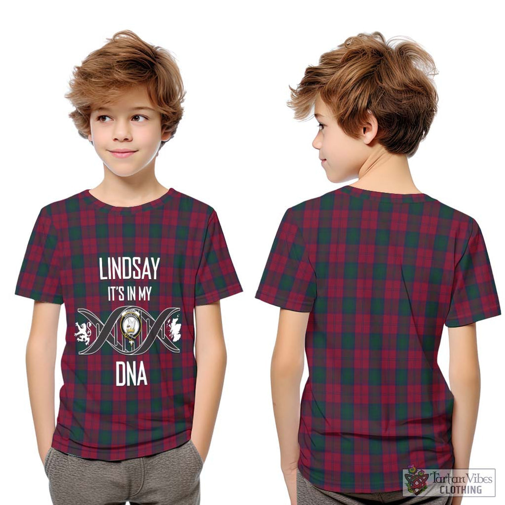 Lindsay Tartan Kid T-Shirt with Family Crest DNA In Me Style Youth XL Size14 - Tartanvibesclothing Shop