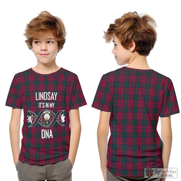 Lindsay Tartan Kid T-Shirt with Family Crest DNA In Me Style Youth XL Size14 - Tartanvibesclothing Shop