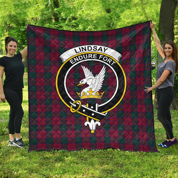 Lindsay Tartan Quilt with Family Crest