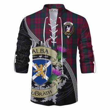 Tartan Vibes Clothing Lindsay Tartan Family Crest Ghillie Kilt Shirt Lion Rampant Royal Thistle Shield Celtic Inspired