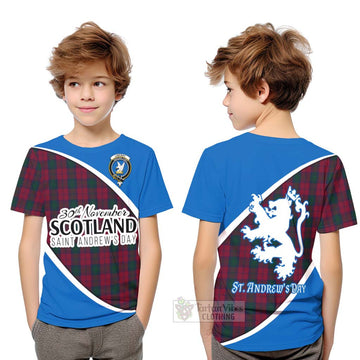 Tartan Vibes Clothing Lindsay Family Crest Tartan Kid T-Shirt Celebrate Saint Andrew's Day in Style
