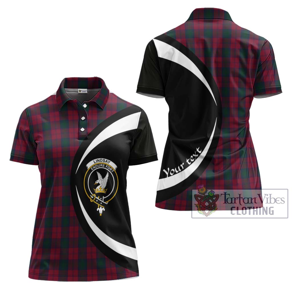 Lindsay Tartan Women's Polo Shirt with Family Crest Circle Style Women - Tartan Vibes Clothing