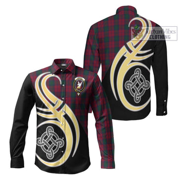 Lindsay Tartan Long Sleeve Button Shirt with Family Crest and Celtic Symbol Style