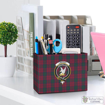 Lindsay Tartan Pen Holder with Family Crest