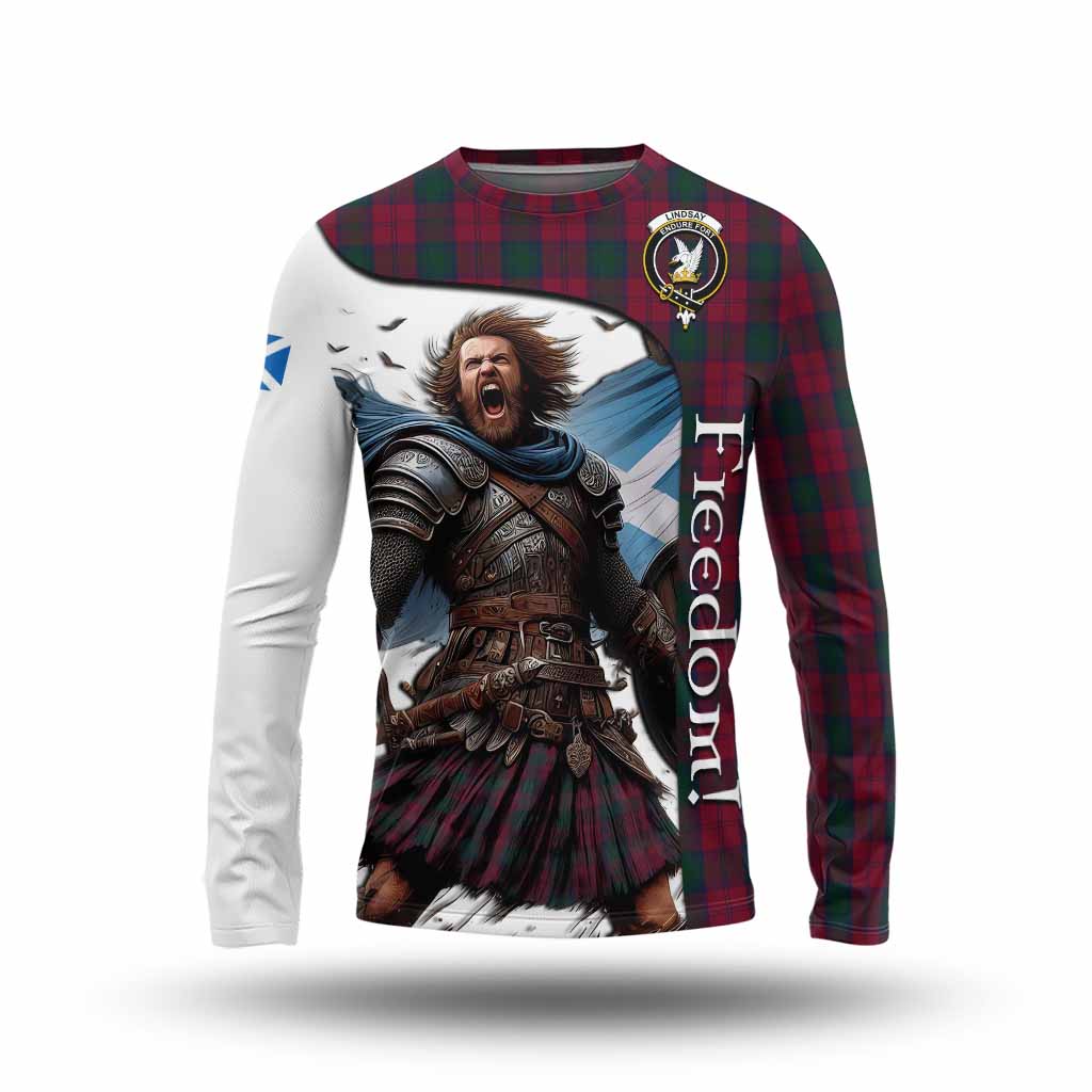 Tartan Vibes Clothing Lindsay Crest Tartan Long Sleeve T-Shirt Inspired by the Freedom of Scottish Warrior