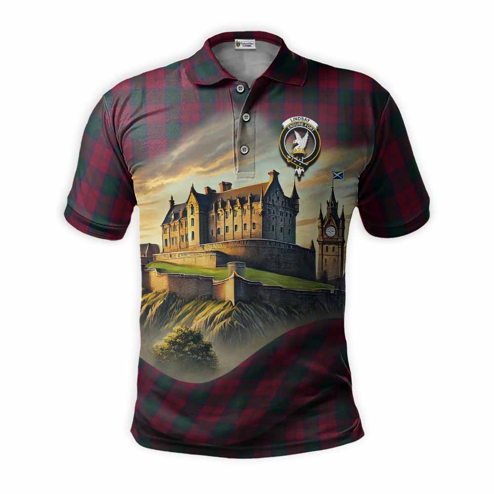 Tartan Vibes Clothing Lindsay Tartan Family Crest Polo Shirt with Scottish Ancient Castle Stype