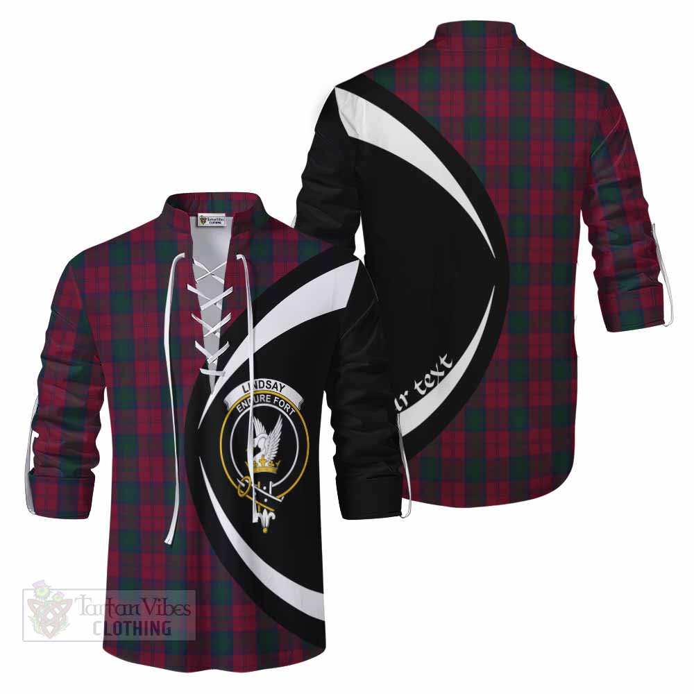 Tartan Vibes Clothing Lindsay Tartan Ghillie Kilt Shirt with Family Crest Circle Style