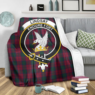 Lindsay Tartan Blanket with Family Crest