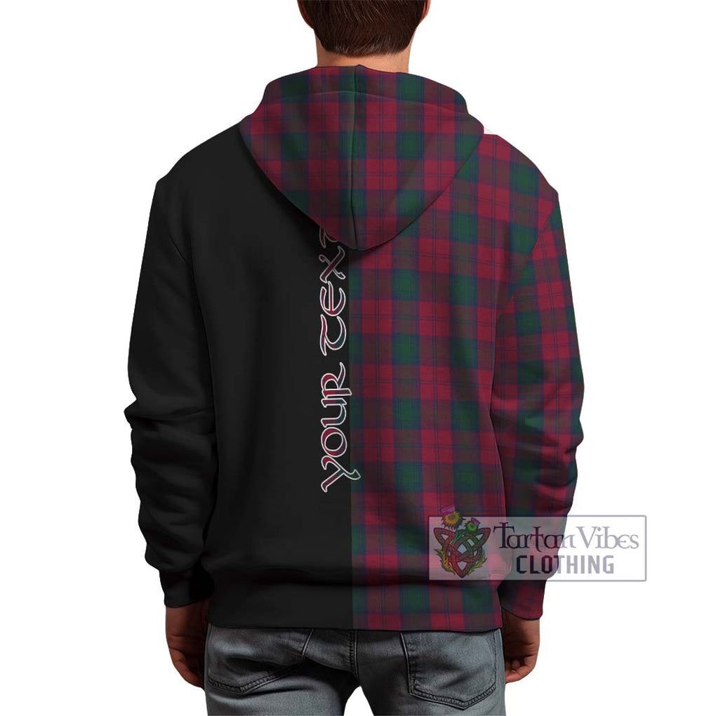 Lindsay Tartan Hoodie with Family Crest and Half Of Me Style - Tartanvibesclothing Shop