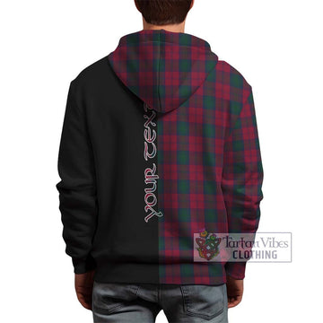 Lindsay Tartan Hoodie with Family Crest and Half Of Me Style - Tartanvibesclothing Shop