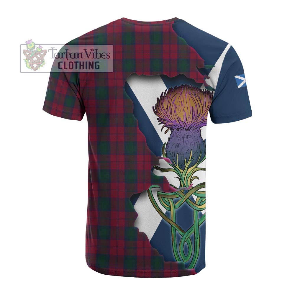 Tartan Vibes Clothing Lindsay Tartan Family Crest Cotton T-shirt Scottish Thistle Celtic Inspired