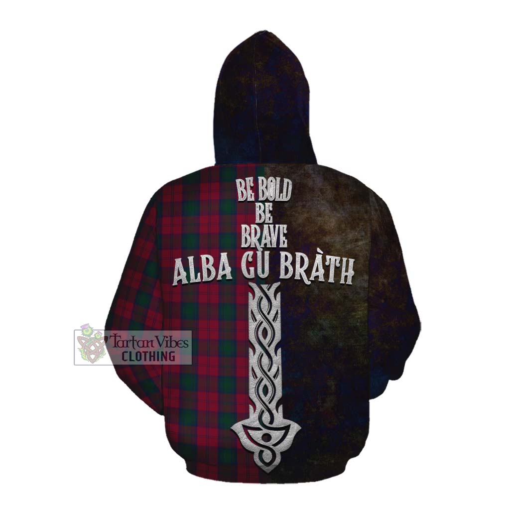 Tartan Vibes Clothing Lindsay Tartan Family Crest Cotton Hoodie Alba Gu Brath Be Brave Lion Ancient Style