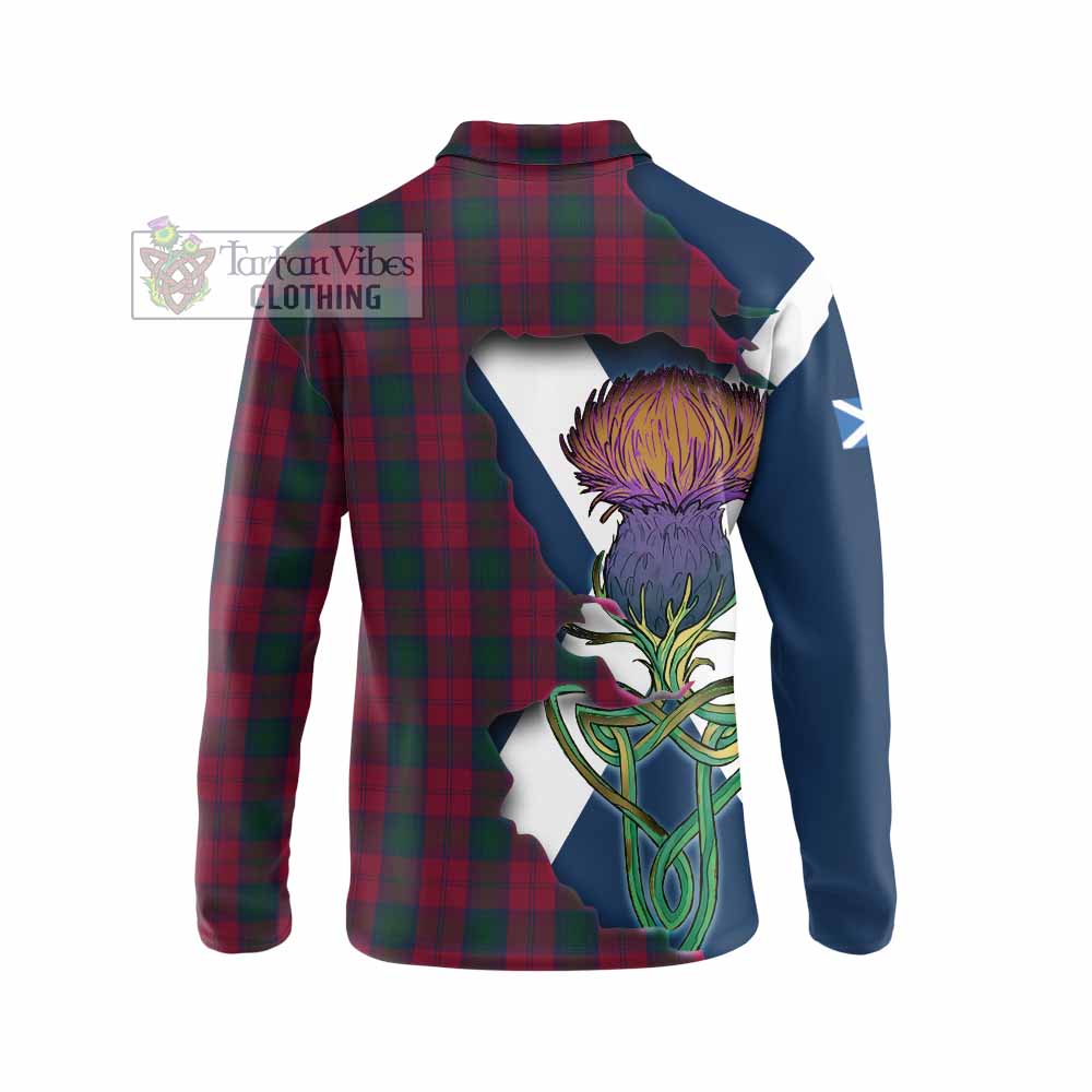 Tartan Vibes Clothing Lindsay Tartan Family Crest Long Sleeve Polo Shirt Scottish Thistle Celtic Inspired