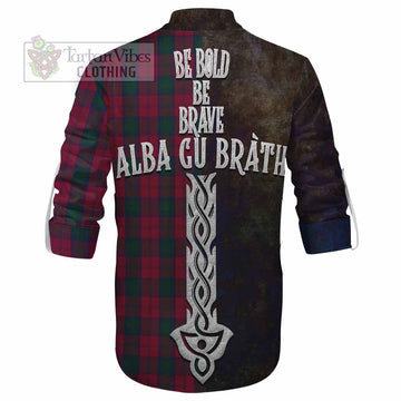 Tartan Vibes Clothing Lindsay Tartan Family Crest Ghillie Kilt Shirt Alba Gu Brath Be Brave Lion Ancient Style