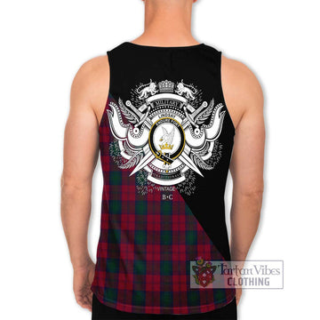 Lindsay Tartan Men's Tank Top with Family Crest and Military Logo Style - Tartanvibesclothing Shop